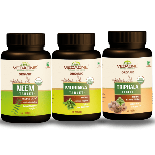 Neem+Moringa+Triphala Tablets - Combo For Skin & Digestive Health