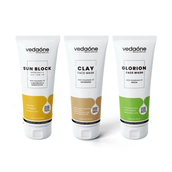 Clay Face Mask + Glorion Face Wash + VedaOne Sunblock Spf 50